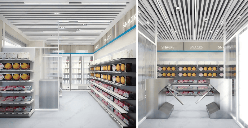 Self-service convenience store in flat-pack container house