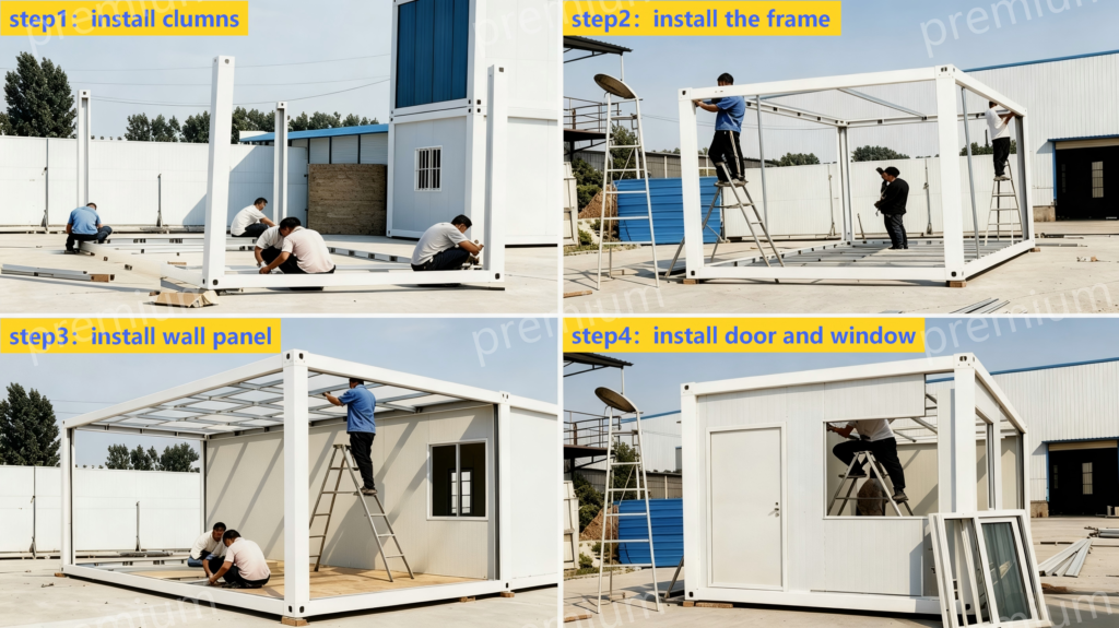 flat pack container house install step