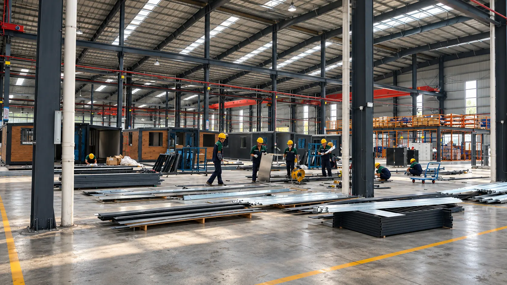 Factory production area for modular and prefabricated building components