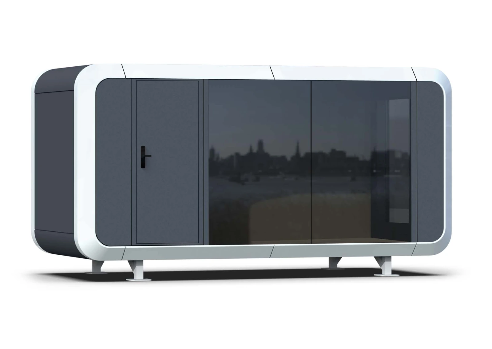 S6 Space Capsule House exterior with aluminium-alloy cladding and full-height glazing