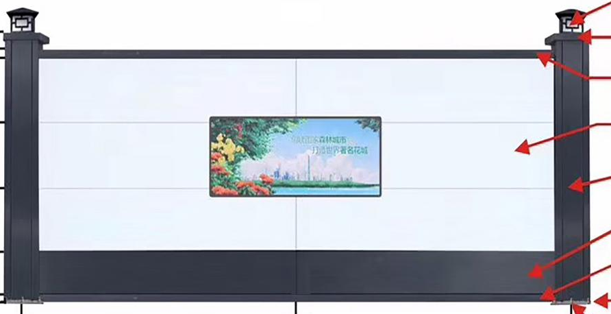 A1 painted steel hoarding illustration with white panels and dark-grey posts.