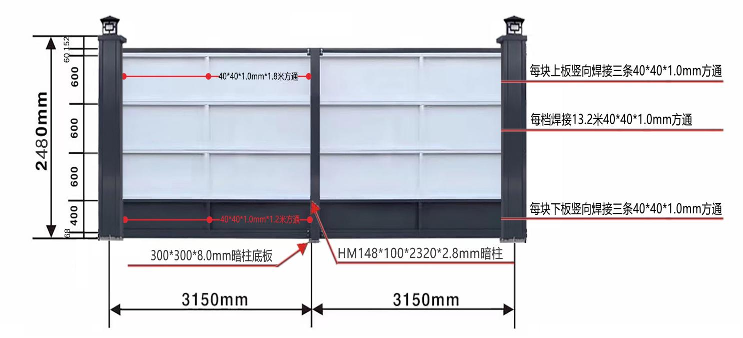 A2 rear illustration showing steel panel reinforcement and a concealed post.