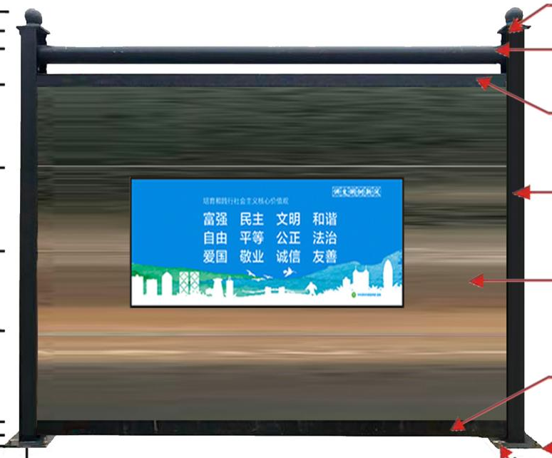 C3 galvanized-panel steel hoarding front illustration.