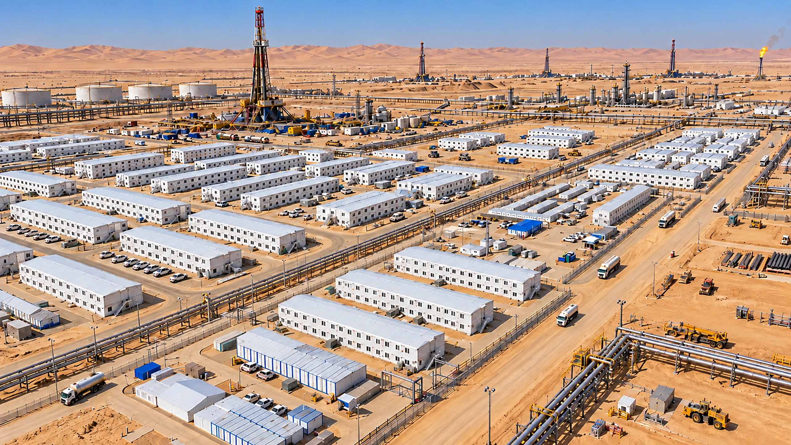 معسكر وحداتي للقوى العاملة في قطاع النفط والغاز يضم مباني سكنية مسبقة الصنع