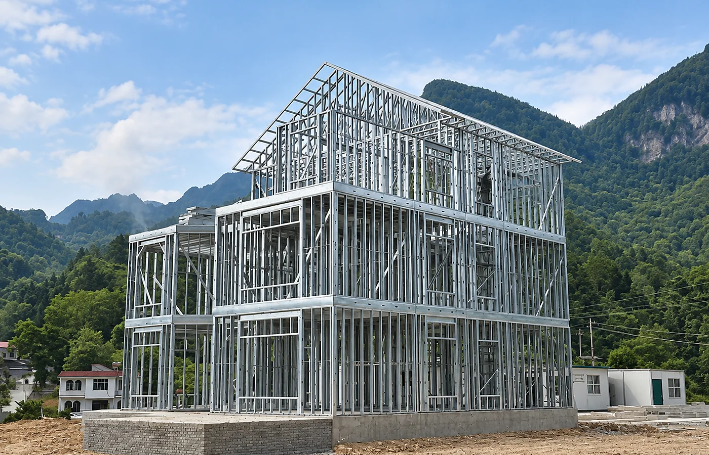 Light steel villa structure assembled at a project site