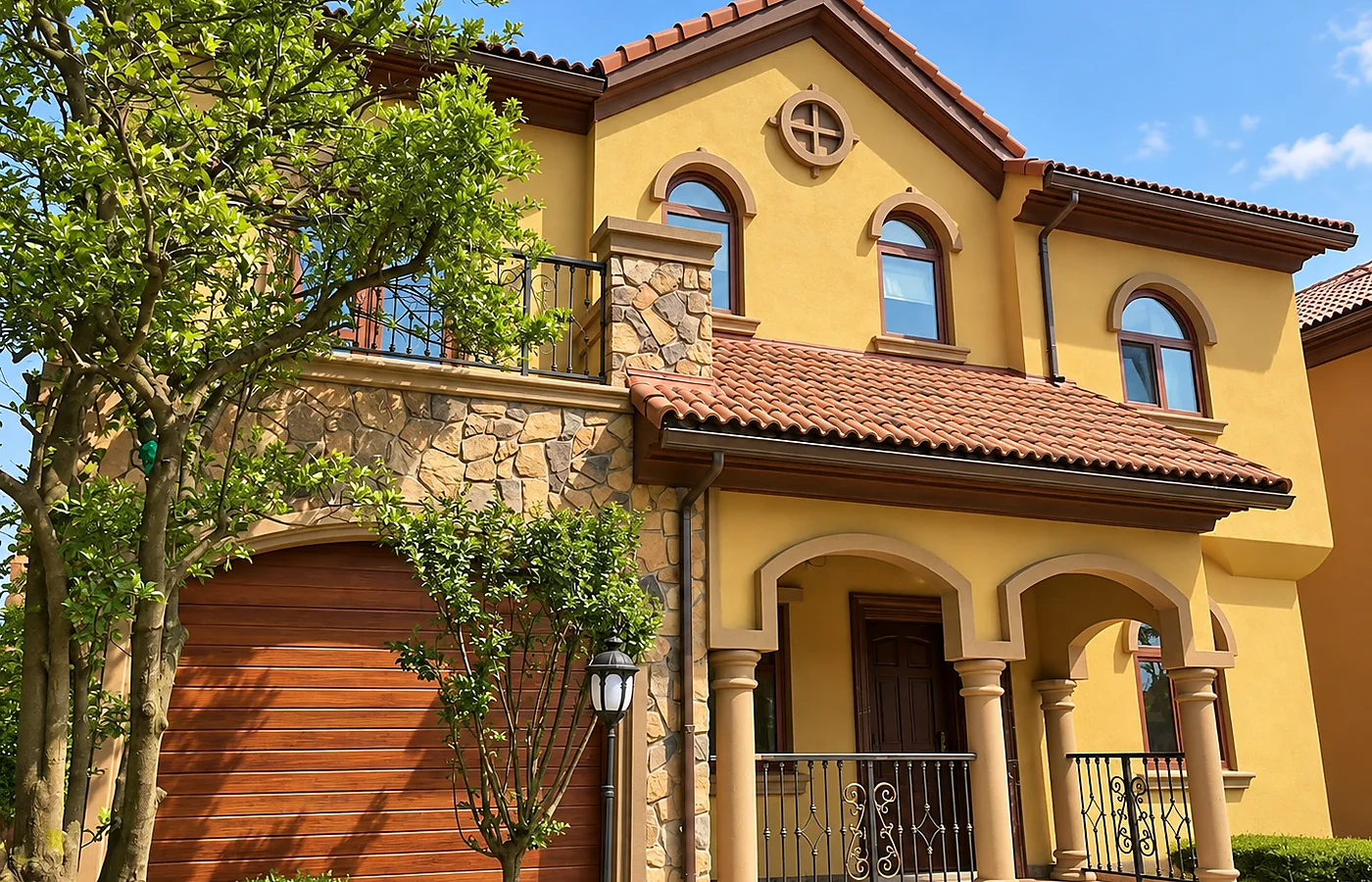 Mediterranean-style light steel villa exterior design reference