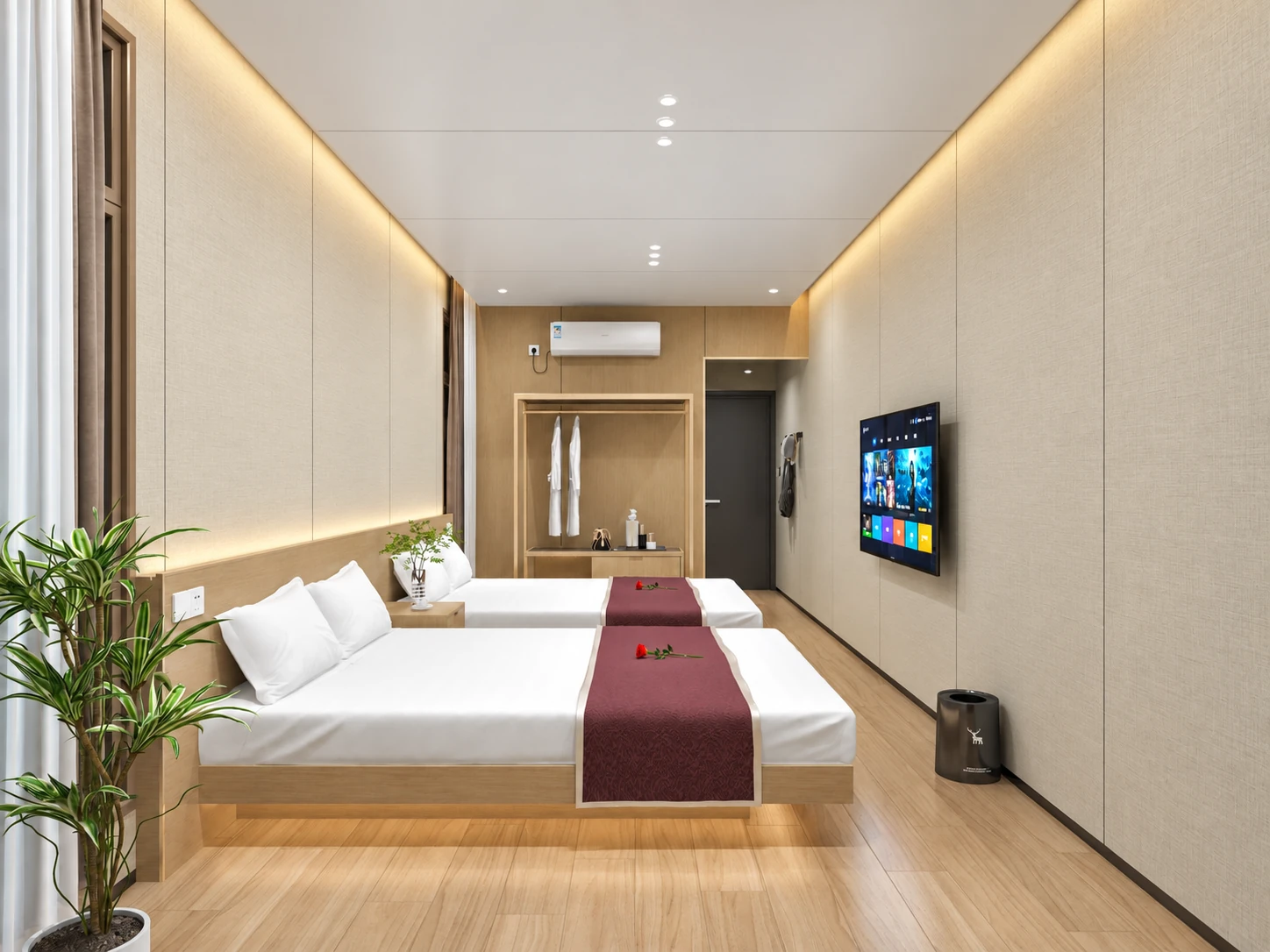 W2 twin-bed guest-room concept