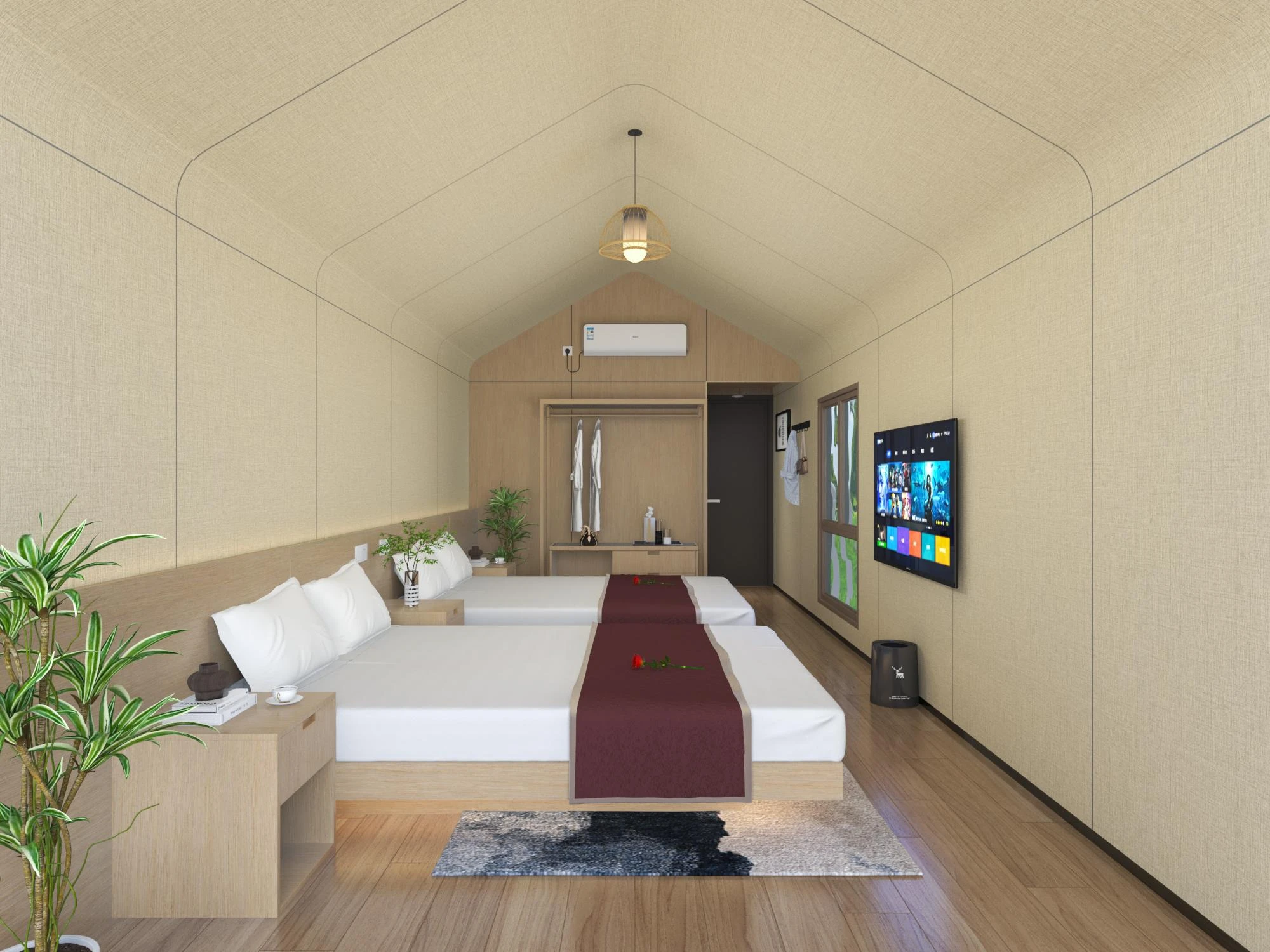 W4 conceito de quarto com duas camas individuais