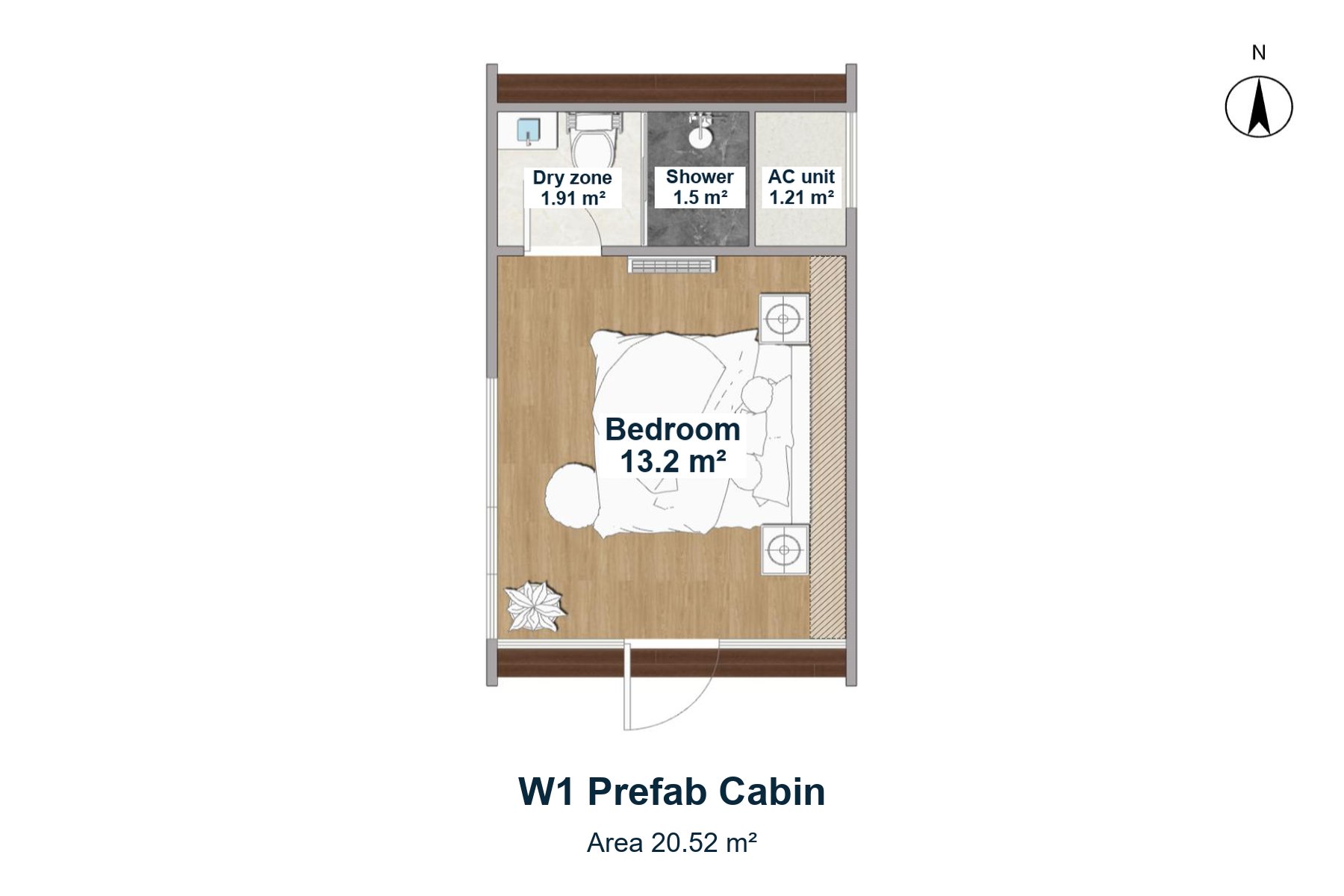 W1 bedroom and bathroom floor plan