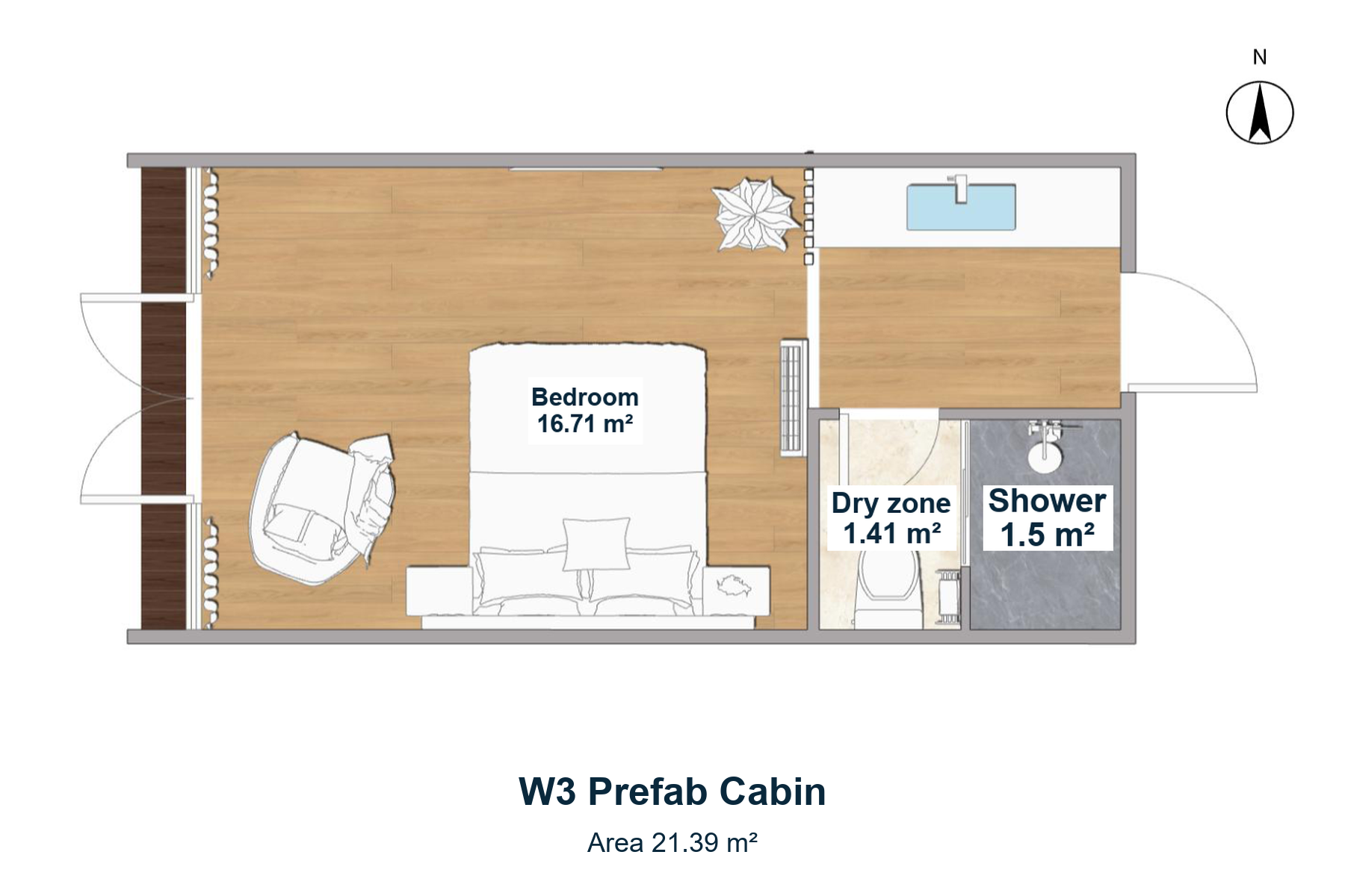 W3 bedroom and bathroom floor plan